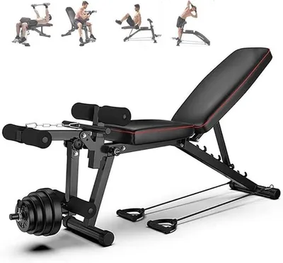 Imagen del producto de Banco de pesas ajustable Silecomplaza, banco de pesas multifuncional, banco de entrenamiento plegable para ejercicios de fuerza en casa, banco de pesas inclinado para entrenamiento de todo el cuerpo, entrenador de espalda