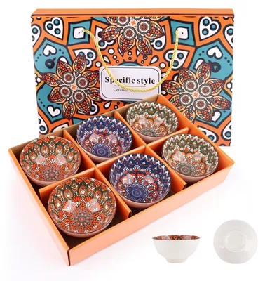 Image de Ensemble de 6 bols à dessert en porcelaine de différentes couleurs