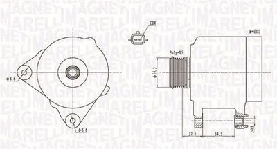 Produktbild von MAGNETI MARELLI 063731860010 Lichtmaschine Generator LiMa 120A 12V für RENAULT Clio III Schrägheck (BR0/1, CR0/1) TWINGO II (CN0) CLIO II Scénic III