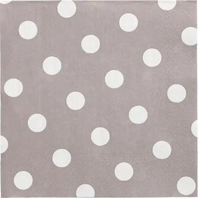 Produktbild von Servietten, 3-lagig 1/4-Falz 40 cm x 40 cm grau "Dots"