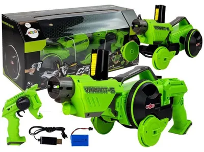 Produktbild von Lean Toys Pistolenwerfer Auto 2 in 1 Ferngesteuerte Schaumstoffscheiben Grün
