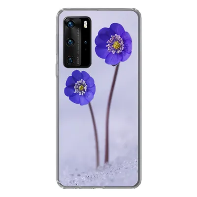 Produktbild von MuchoWow® Handyhülle Schutzhülle Hülle für Huawei P40 Pro Blumen - Schnee - Lila Silikon Softcase Handy Hülle - Schutz