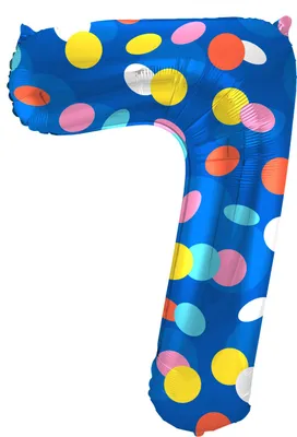 Produktbild von Folienballon Zahl 7 bunte Dots 86cm