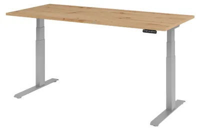 Imagen del producto de Escritorio de pie y sentado XDBK19, dimensiones 1800 x 800 x 640-1290 mm, estructura de roble claro/plateado
