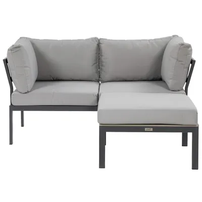 Produktbild von BEAUTYSOFA | SANTORINI Gartenlounge Ecksofa Hellgrau – Gartenmöbel Set, Outdoor Lounge, Gartensofa mit Couchtisch, Ecklounge, Terrassenmöbel