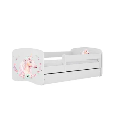 Produktbild von Kocot Kids Kinderbett Babydreams Pferd mit Schublade 180x80 cm mit Matratze in weiß