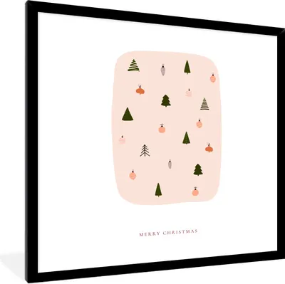 Produktbild von MuchoWow® Gerahmtes Poster Weihnachtsbäume - Weihnachtskugeln - Zitat 40x40 cm - Poster mit Schwarzem Bilderrahmen Wandposter Rahmen Foto Bilder - Mit Rahmen - Wanddekoration Schlafzimmer