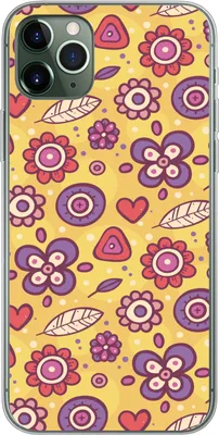 Produktbild von MuchoWow® Handyhülle Schutzhülle Hülle für Telefoonhoesje iPhone 11 Pro Max Muster - Blumen - Lila - Orange Silikon Softcase Handy Hülle - Schutz