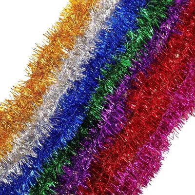 Obrázek produktu pro Dekorativní girlanda "Lametta", 20 metrů, lesklá, kovová, pro zavěšení, sada 10 kusů, náhodná barva