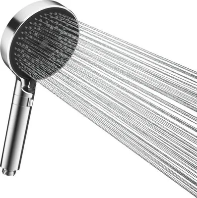 Produktbild von Duschkopf, wassersparend, Handbrause mit 3 Strahlarten, Regenduschkopf, drucksteigernder Duschkopf mit Silikondüsen mit Antikalkfunktion, runde Handbrause (Ø 120).