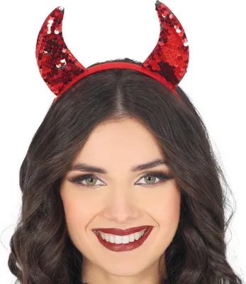 Imagen del producto de Diadema con forma de cuernos demoníacos, accesorio para disfraz de Halloween, elegancia diabólica, ideal para fiestas de Halloween. Color: Rojo