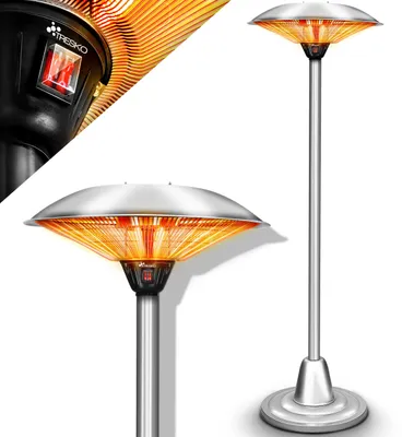 Image de Chauffage infrarouge d'extérieur - 2500 watts - Autoportant - Électrique - Argenté - Pour une utilisation extérieure