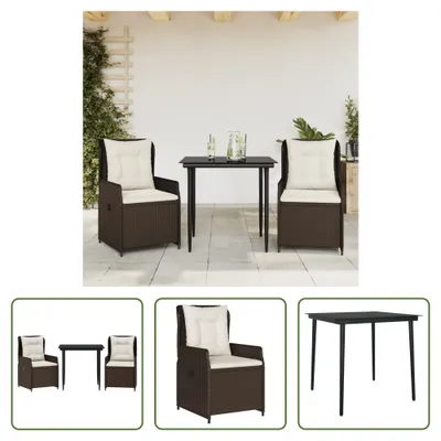 Produktbild von The Living Store 3-tlg. Garten-Essgruppe mit Kissen Braun Poly Rattan