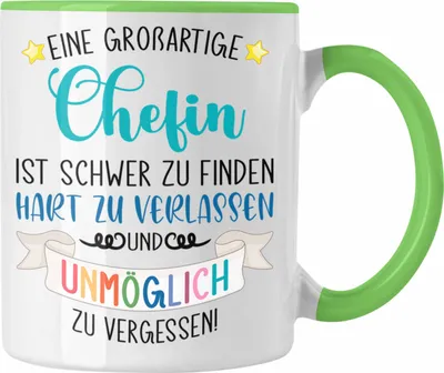 Produktbild von Trendation - Chefin Abschied Abschiedsgeschenk Chefinnen Tasse mit Spruch Grossartige Chefin Geschenkidee (Grün)