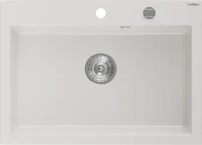 Produktbild von Mexen Elix Küchenspüle aus Granit 1-Fach 700 x 500 mm, weiß, Siphon chrom - 6526701005-20