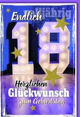 Produktbild von 18. Geburtstag Glückwunschkarte mit Briefumschlag Endlich 18