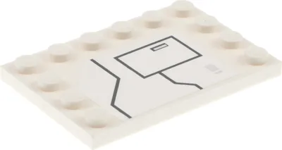 Produktbild von 1x Lego Fliese modifiziert 4x6 weiß Sticker Muster Linien schwarz 6180pb067L