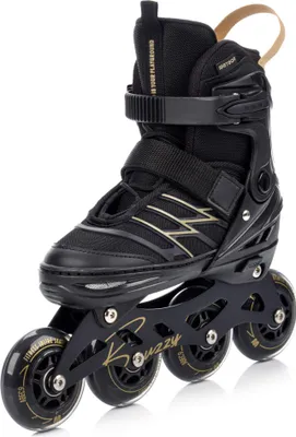 Produktbild von Meteor Buzzy Verstellbare Inlineskates – Komfortabel, stabil und sicher mit ABEC-9 Lagern – Schwarz/Gold, Größe L 38-43