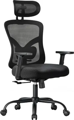 Zdjęcie produktu dla Ergonomiczne krzesło biurowe z wyściełanym podparciem lędźwiowym, regulowaną poduszką głowy, regulowanymi podłokietnikami, ulepszonym siedziskiem, możliwością odchylenia do 130 stopni. Krzesło komputerowe do biura w domu