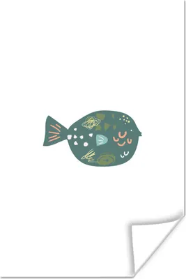 Produktbild von MuchoWow® Poster Pastell - Grün - Fisch 120x180 cm - Kunstposter