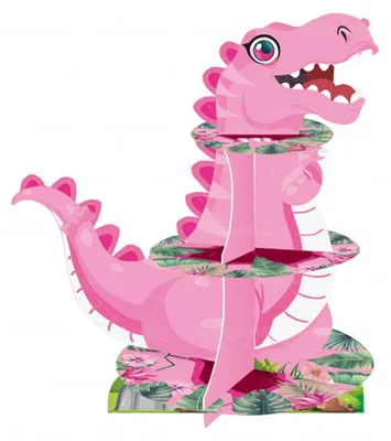 3-stöckiger Cupcake-Ständer, Dinosaurier-Motiv, T-Rex