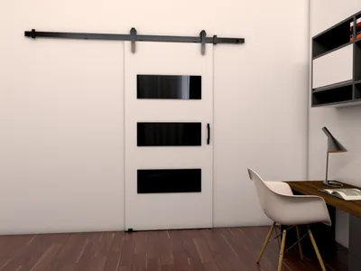 Produktbild von Minio, Schiebetür "LIFT", Zimmertür, 86 cm, schwarze decorative Elemente, Weiß