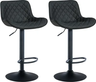 Produktbild von CLP 2er Set Barhocker Minosa 360 drehbar mit Fußstütze schwarz Material Kunstleder