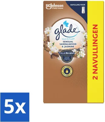 Productafbeelding van Glade - Touch & Fresh Navulling - Sensuele sandelhout-jasmiengeur - 2 × 10 ml - Voordeelverpakking - 5 stuks