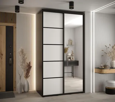 Obrázok produktu pre Šatníková skriňa ASIRI 5 - 130/60 cm, čierna / biela / čierna