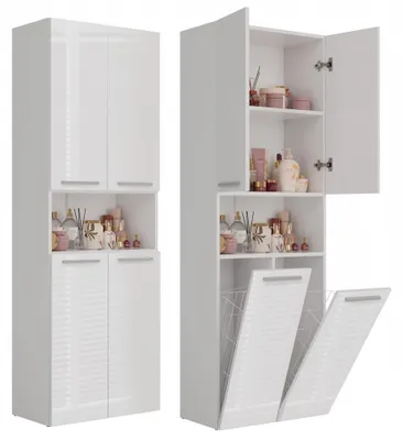 Produktbild von Topeshop NEL 2K DK BPOŁ, Weiß, Frei stehend, 3 Regale, 4 Tür(en), Partikelbord, Glänzend