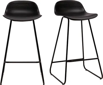 Produktbild von Miliboo - Design-Barhocker schwarz H65 cm (2er-Satz) ELLA