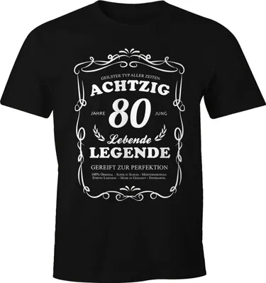 Produktbild von Herren Geschenk T-Shirt Geburtstag 30-90 Jahre Lebende Legende Moonworks® 80 schwarz XL