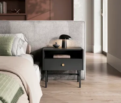 Produktbild von Nachttisch DIVA - Nachtkonsole  Schubladen Nachtschrank (Schwarz matt)