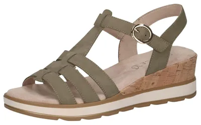 Produktbild von CAPRICE Damen Sandalen mit Keilabsatz aus Leder mit Klettverschluss, Grün (Olive