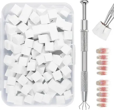 Obrázek produktu pro Sada nástavců pro nail art s kovovými kleštěmi – 200 kusů – aplikátory pro manikúru s přechody barev – příslušenství pro nail design