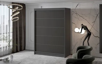 Produktbild von Šatníková skriňa s posuvnými dverami Dvojdverová šatníková skriňa 150 cm s policami Moderná šatníková skriňa Šatníková skriňa na oblečenie model MALMO IV BLACK / WHITE