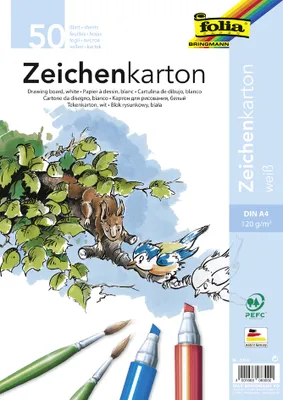 Produktbild von folia Zeichenkarton DIN A4 120 g/qm weiß