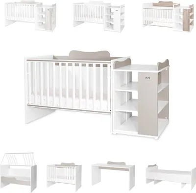Produktbild von Lorelli Babybett Multi, Jugendbett, Schreibtisch, Wickeltisch, mehrfach umbaubar beige