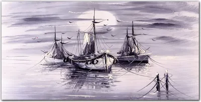 Produktbild von Coloray - Bild aus Glas - Glasbilder - 100 x 50 cm - Dekoration Wohnzimmer Wanddekoration Gehärtetes Glas Küche Glasblock mit Bild - Mond Nacht Seeschiffen