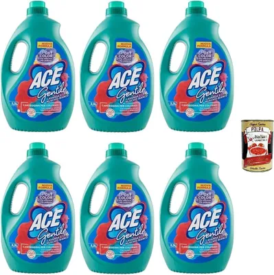 Produktbild von Ace Gentile Candeggina per Colorati, Bleichmittel für Farben – Lavendel und Weißer Moschus Wirksam Gegen Flecken 6x 2300ml + Italian Gourmet polpa 400g