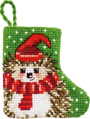 Produktbild von Permin Kreuzstich Stickpackung Weihnachtsstrumpf mini "Igel", Zählmuster, 7x7cm