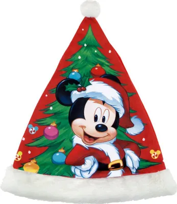 A Christmas hat with Mickey Mouse and a Christmas tree.