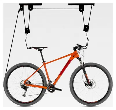 Produktbild von Fahrradlift, Deckenlift mit Seilzug, Fahrrad Deckenhalterung mit gummierten Haken und Seilbremse, Universal Fahrradhalterung für Garage und Keller, Schwarz