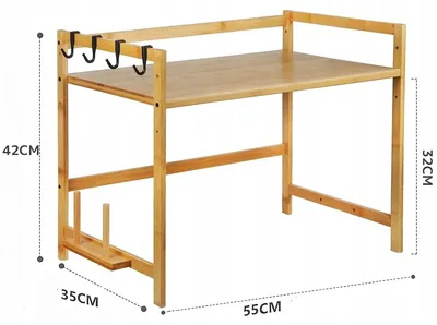 Immagine prodotto di Portaspezie in bambù per microonde - Portaoggetti da cucina - 4 ganci - Molto versatile - Organizzatore per piani di lavoro - 52 x 30 x 35 cm
