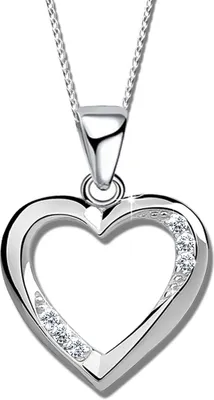 Produktbild von Damen Kette  50cm Herz Kette echt 925 Sterling Silber Halskette mit Anhänger Herzanhänger K609+Org