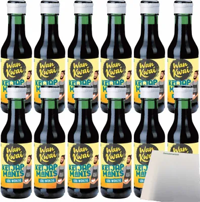 Produktbild von Wan Kwai Ketjap Manis mild Indonesische Würzsauce 12er Pack (12x125ml Flasche) + usy Block