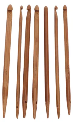 Obrázek produktu pro 7dílná sada bambusových háčků s ergonomickou rukojetí, ručně leštěná, sada háčků na pletení