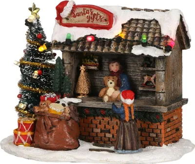 Obrázek produktu pro LuVille Vánoční vesnička - miniatura Santova obchodu s dárky - D14 x Š9 x V11 cm
