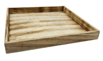 Produktbild von Tablett Holztablett 26x26 braun Natur Dekotablett rechteckig Kerzentablett