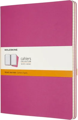 Immagine prodotto di Taccuini Moleskine Cahier XL, a righe, 3 pezzi, rosa scuro